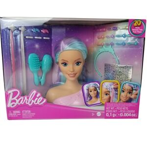 Barbie Fairytale Styling Head by Mattel w/ 20 Shimmery Accessories, New in Box